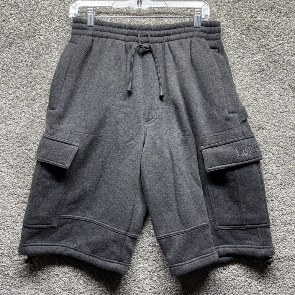 Vintage Y2K No Boundaries Limitz Shorts Men's SMALL Gray Cargo‎ Baggy Fleece NWT